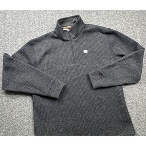Bob Timberlake‎ Long Sleeve 1/4 Zip Pullover Sweater Men's Sz M Herringbone Gray